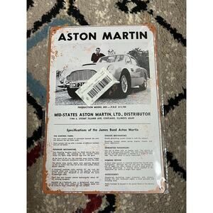 8 x 12 Metal Sign - Aston Martin - Vintage Wall Decor Art SEALED